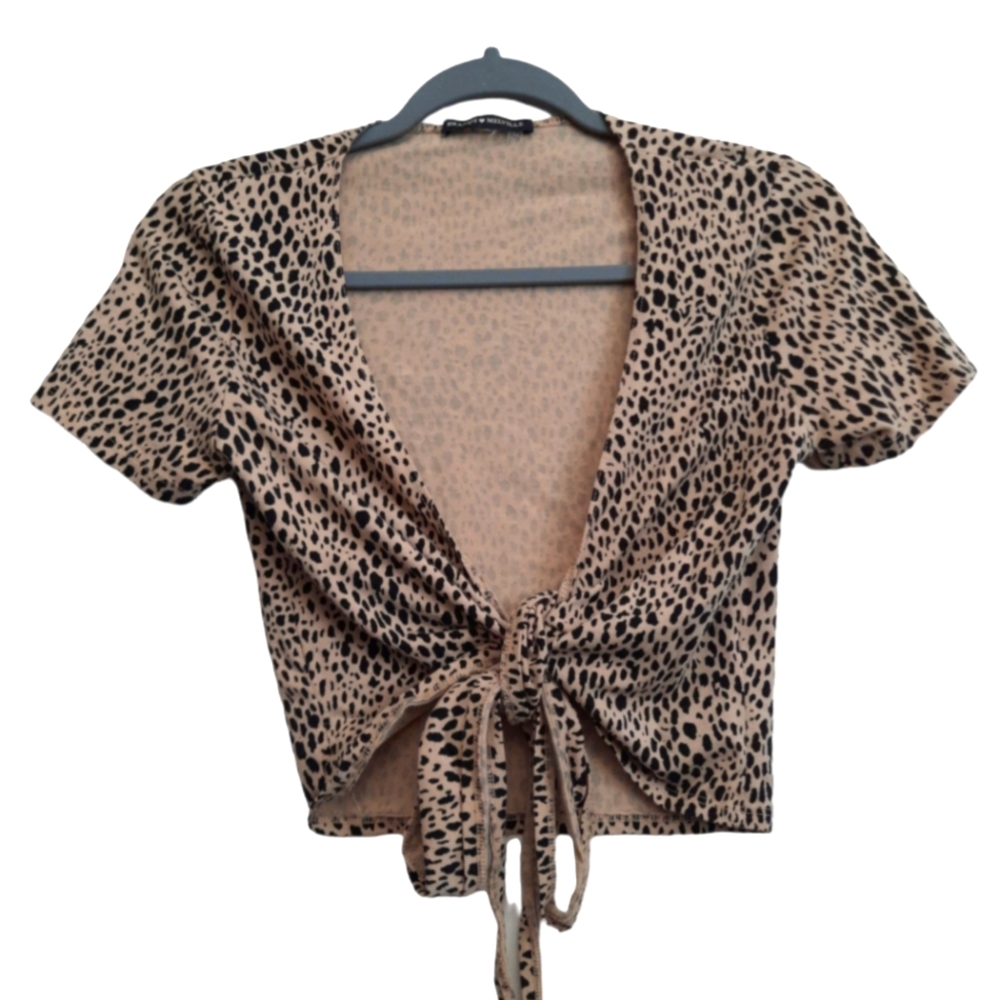 Brandy Melville Cheetah Wrap Top XS/S - Picture 2 of 6
